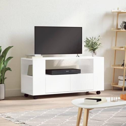 vidaXL Tv-meubel 102x34,5x43 bewerkt hout hoogglans wit, Maison & Meubles, Armoires | Mobilier de télévision, Envoi
