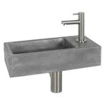 Fonteinset Differnz Juti Rechts 38.5x18.5x9 cm Beton Grijs, Ophalen of Verzenden, Nieuw, Chroom, Overige typen