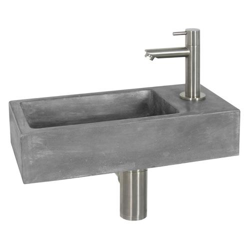Fonteinset Differnz Juti Rechts 38.5x18.5x9 cm Beton Grijs, Doe-het-zelf en Bouw, Sanitair, Overige typen, Nieuw, Chroom, Ophalen of Verzenden