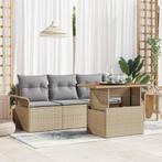 vidaXL Tuinbank Set met opslag 5 pcs Beige Poly rattan, Tuin en Terras, Verzenden, Nieuw