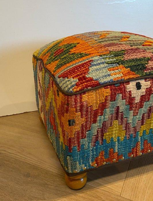 Poef - Wol, Hout, Antiek en Kunst, Kunst | Niet-Westerse kunst