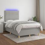 vidaXL Boxspring met matras en LED stof lichtgrijs 120x200, Verzenden, Nieuw