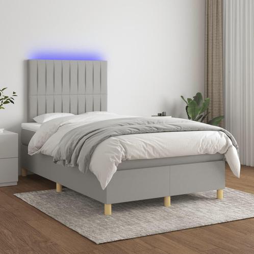 vidaXL Boxspring met matras en LED stof lichtgrijs 120x200, Huis en Inrichting, Slaapkamer | Bedden, Nieuw, Verzenden