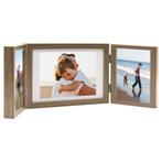 vidaXL Fotolijst drieluik 28x18 cm+2x(13x18 cm) lichtbruin, Audio, Tv en Foto, Fotografie | Fotolijsten, Verzenden, Nieuw