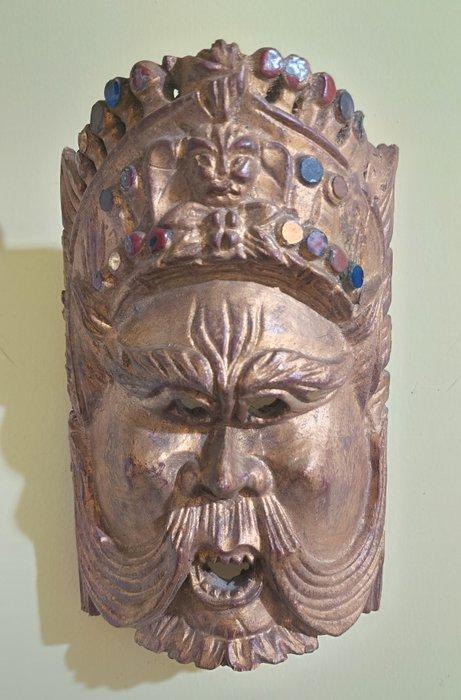 Collectie 4 maskers - Hout - Cina, Indonesië, Mexico, Sri, Antiek en Kunst, Curiosa en Brocante