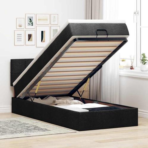 vidaXL Bed met matras 90x200 cm stof zwart, Huis en Inrichting, Slaapkamer | Bedden, Nieuw, Verzenden