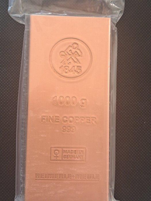 1 kilogram koper - .999 - Heimerle + Meule. (Zonder, Postzegels en Munten, Edelmetalen en Baren