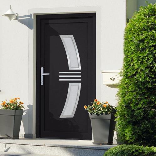 vidaXL Voordeur 98x208 cm PVC antracietkleurig, Doe-het-zelf en Bouw, Deuren en Vliegenramen, Nieuw, Verzenden