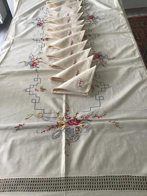 Nappe  - 264 cm - 172 cm - Nappe rectangulaire avec douze, Antiek en Kunst, Curiosa en Brocante