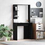 Zwart Eiken Bureau met Plank | Retour Deal | 79% Korting, Huis en Inrichting, Verzenden, Nieuw, Bureau