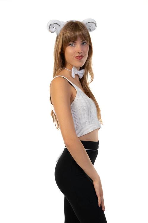 Schaap Haarband Oren Strik Staart Diadeem Set Pailetten Wit, Kleding | Dames, Carnavalskleding en Feestkleding, Nieuw, Ophalen of Verzenden