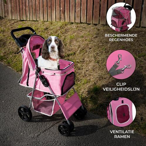 Hondenbuggy met Regenhoes - Roze, Animaux & Accessoires, Accessoires pour chiens, Envoi