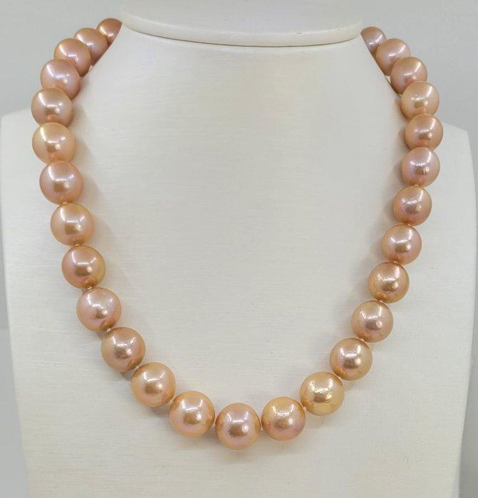 Halsketting Grote 11,5x14,5mm ronde Edison parels, Handtassen en Accessoires, Kettingen