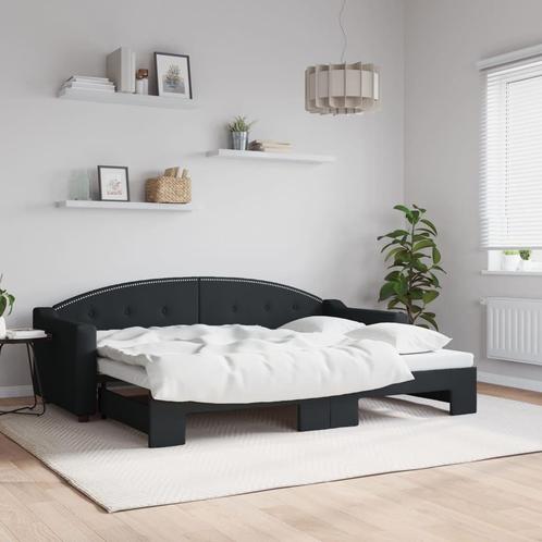 vidaXL Slaapbank met onderschuifbed 80x200 cm stof zwart, Huis en Inrichting, Slaapkamer | Bedden, Nieuw, Verzenden