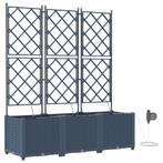 vidaXL Tuin Plantpot 3 pcs Grijs 120 x 40 x 142 cm Kunststof, Tuin en Terras, Verzenden, Nieuw