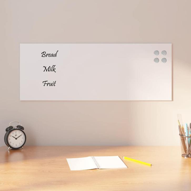 vidaXL Magneetbord voor aan de wand 80x30 cm gehard glas wit, Zakelijke goederen, Kantoor en Winkelinrichting | Kantoorartikelen