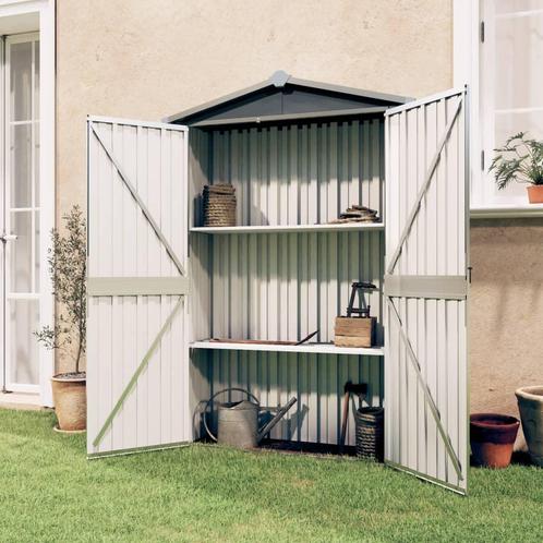 vidaXL Tuinschuur 116x45x175 cm gegalvaniseerd staal grijs, Tuin en Terras, Tuinhuizen, Nieuw, Verzenden
