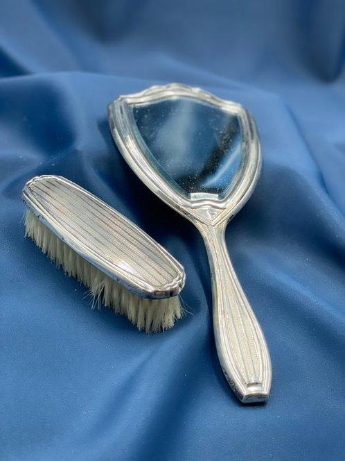 Handspiegel - .800 zilver - Handspiegel en Borstel, Antiek en Kunst, Antiek | Zilver en Goud