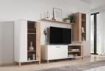 Meubella | Wandmeubel set van 4 | Wit - Eiken | TV-Meubel, Verzenden, Nieuw, 25 tot 50 cm, 150 tot 200 cm