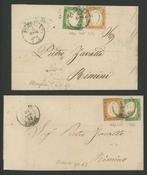 Italiaanse oude staten - Sardinië 1863 - Twee brieven, Postzegels en Munten, Gestempeld