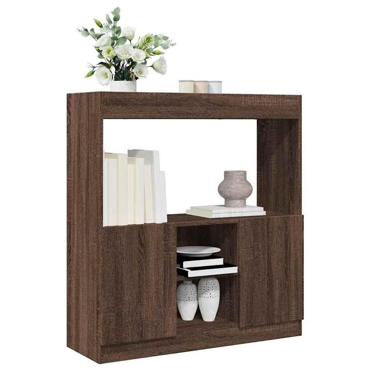 vidaXL Hoge kast 92x33x100 cm bewerkt hout bruin, Huis en Inrichting, Kasten | Boekenkasten, Nieuw, Verzenden