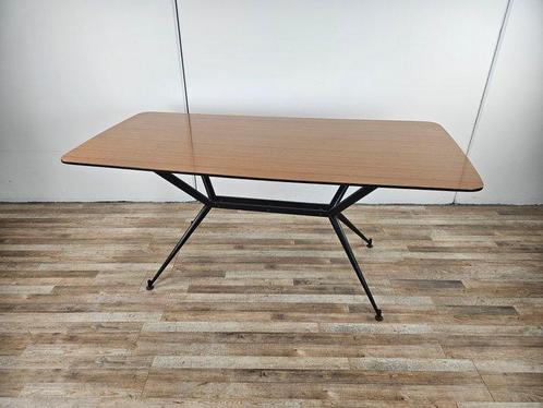 Table - Bois, Fer - Table à manger des années 60 en fer avec, Antiek en Kunst, Kunst | Designobjecten