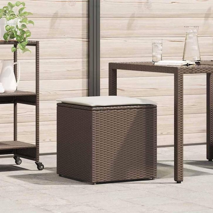 vidaXL Kussenbox met opslag Bruin 50 x 50 x 50 cm poly, Tuin en Terras, Bergingen en Tuinkasten, Nieuw, Verzenden
