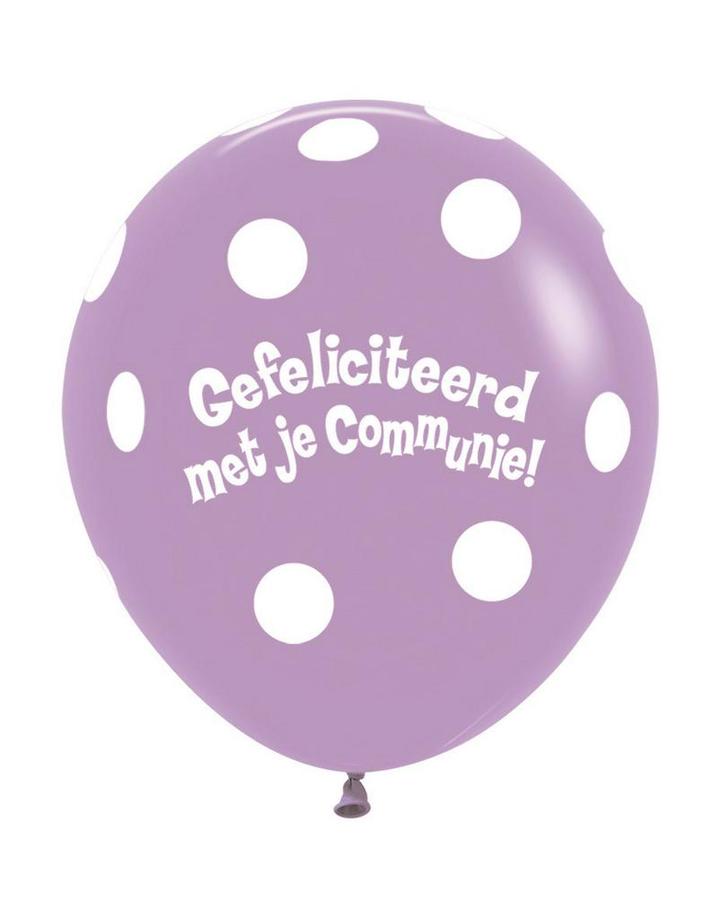Ballonnen Communie Polka Dots Lilac 45cm 25st, Hobby & Loisirs créatifs, Articles de fête, Envoi
