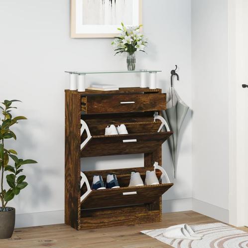 vidaXL Schoenenkast 63x24x104 cm bewerkt hout gerookt, Huis en Inrichting, Kasten | Schoenenkasten, Nieuw, Verzenden