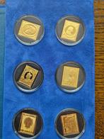 Nederland  - 6 zilveren vergulden postzegels , gouden, Postzegels en Munten, Gestempeld