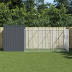 vidaXL Hondenhok met ren 214x457x181 cm gegalvaniseerd staal, Dieren en Toebehoren, Hondenhokken, Verzenden, Nieuw