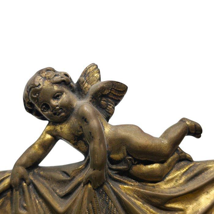Cherub Motif with Rich Drapery - Lijst - Verguld brons, Antiek en Kunst, Antiek | Overige Antiek