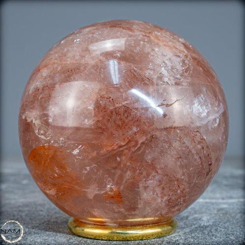 Quartz rouge feu naturel Sphère- 700.14 g, Verzamelen, Dierenverzamelingen
