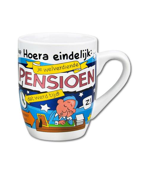 Mok Pensioen 12cm, Hobby en Vrije tijd, Feestartikelen, Nieuw, Verzenden