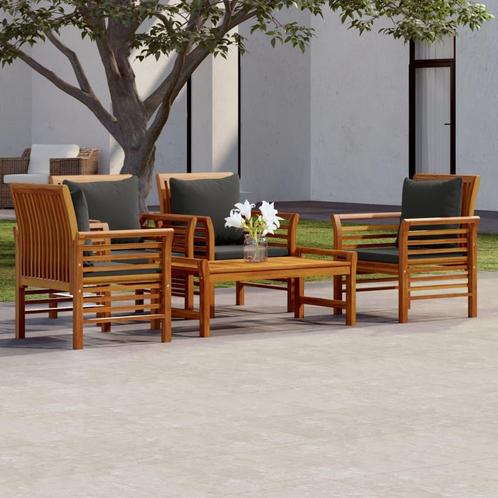 vidaXL 5-delige Loungeset met kussens massief acaciahout, Tuin en Terras, Tuinsets en Loungesets, Loungeset, Nieuw, Verzenden