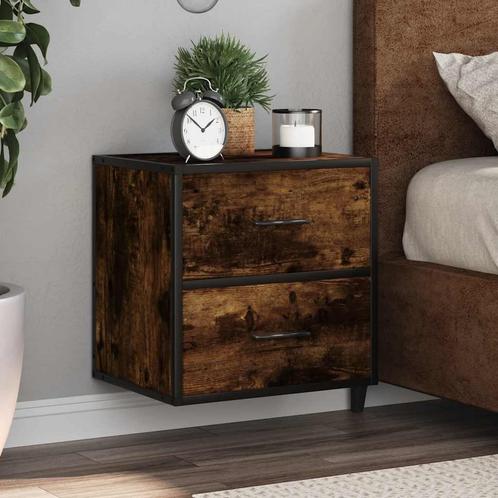 vidaXL Nachtkastjes 2st wandgemonteerd 40x31x39,5cm gerookt, Huis en Inrichting, Slaapkamer | Nachtkastjes, Nieuw, Verzenden