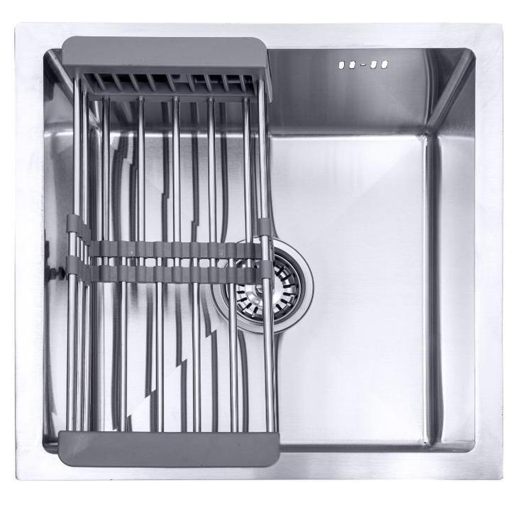 Lendo Online Spoelbak 44×44 cm RVS Zilver – Met Droogrek, Doe-het-zelf en Bouw, Sanitair, Nieuw, Verzenden