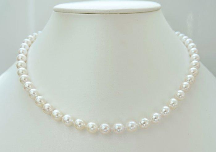Zonder minimumprijs - Halsketting Zilver Parel - Akoya parel, Handtassen en Accessoires, Kettingen