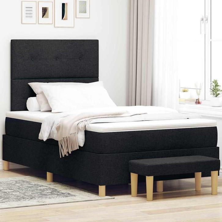 vidaXL Boxspring bed met matras met hoofdeinde Zwart 120 x, Huis en Inrichting, Slaapkamer | Bedden, Nieuw, Verzenden