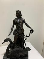 Beeld, Leda e il cigno - 29.5 cm - Gepatineerd brons