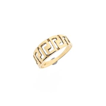 Vintage gouden ring met meander patroon (gouden dames ring), Ophalen of Verzenden