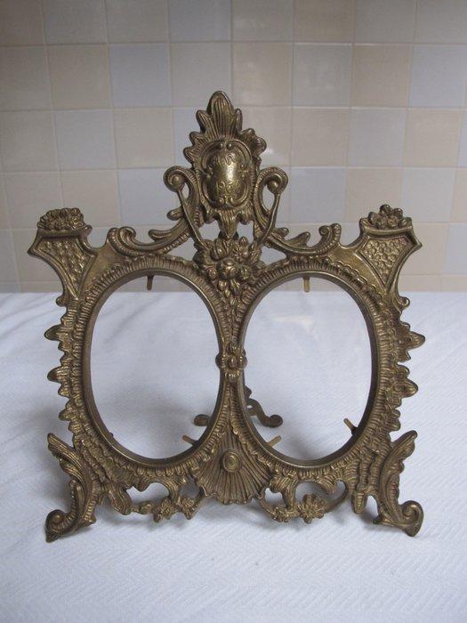 Fotolijst- Antieke dubbele fotolijst Barokke stijl koper, Antiquités & Art, Antiquités | Autres Antiquités