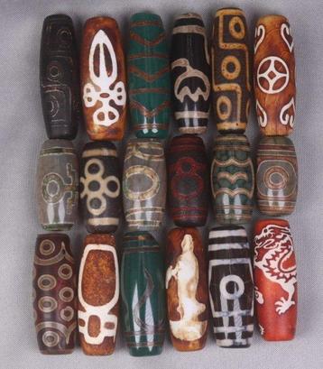 Perles Dzi - Amulettes Dzi Tibétaines - Dzi aux 9 Yeux, Dzi