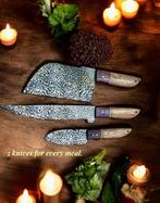 3of,kind ,Kitchen knife - D2 Tool Steel with Water Waves