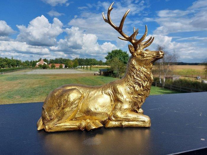 Beeld, hert liggende - 36 cm - polyresin, Antiek en Kunst, Kunst | Designobjecten
