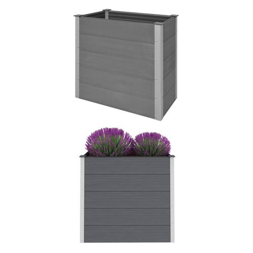 vidaXL Plantenbak verhoogd 100x50x91 cm HKC grijs, Tuin en Terras, Bloempotten, Nieuw, Verzenden