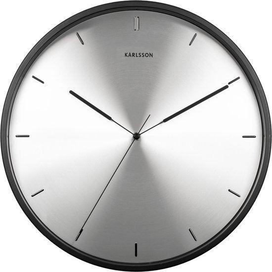 2dekans | Wandklok - Finesse - Nikkel wijzerplaat - Zwarte, Maison & Meubles, Accessoires pour la Maison | Horloges, Enlèvement ou Envoi