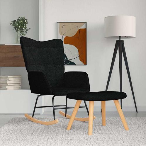 vidaXL Schommelstoel met voetenbank stof zwart, Huis en Inrichting, Stoelen, Nieuw, Verzenden