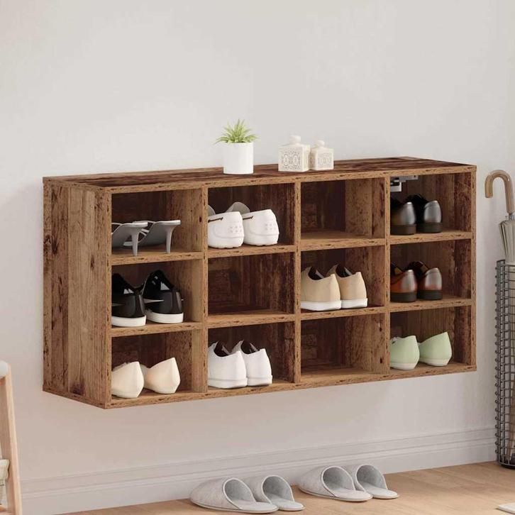 vidaXL Schoenenkast met plank Oudhout 103 x 30 x 51 cm, Maison & Meubles, Armoires | Armoires à chaussures, Envoi