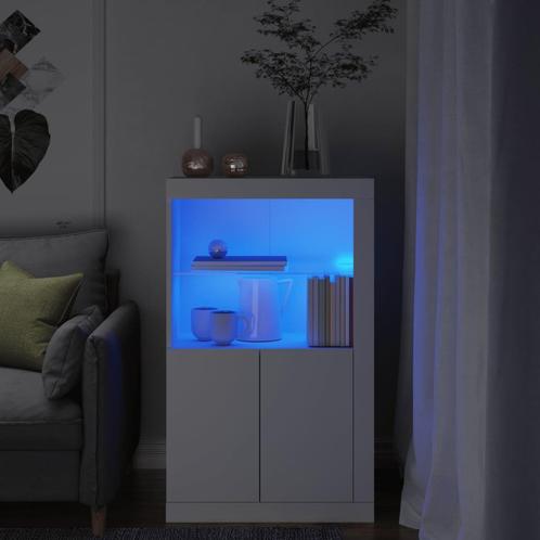 vidaXL Bijzetkast met LED-verlichting bewerkt hout wit, Huis en Inrichting, Kasten | Overige, Nieuw, Verzenden